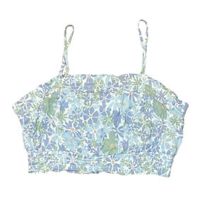 HIPPIE ROSE Printed Smocked Tank Top Juniors Small Blue Floral Sleeveless